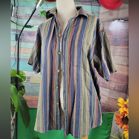 CACHAREL cotton linen blend button up shirt - Picture 1 of 4